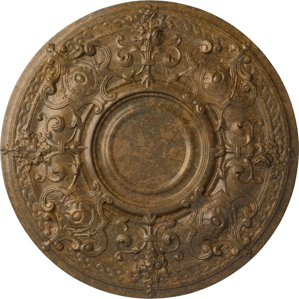 Ekena Millwork Oslo Ceiling Medallion (Fits Canopies up to 10 1/2"), Hnd-Painted Rubbed Bronze, 28 1/8"OD x 1 3/4"P CM28OSRZS - main
